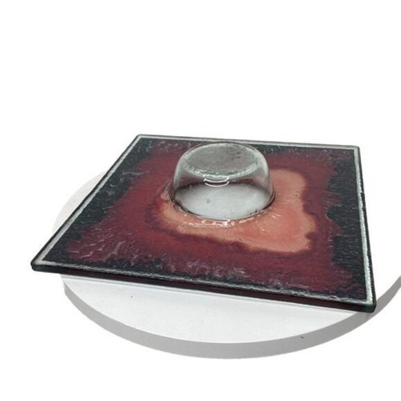 Charlton Glassworks Copper Fused Art Glass Ikebana Signed Flower Vase 2003 VTG - Picture 3 of 7